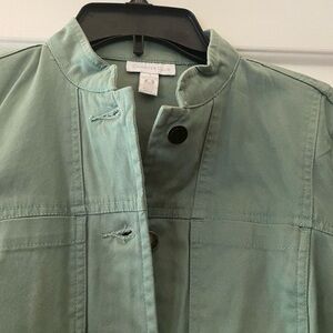 Charter Club Sage Green Button-Up Jacket.